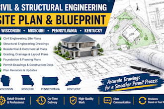 civil and structural engineering site plan blueprint in wisconsin missouri pa ky