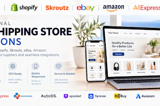 design woocommerce shopify skroutz ebay amazon aliexpress dropshipping website