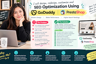 design, redesign, customize and SEO optimize your godaddy or prestashop website