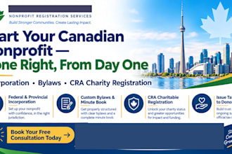 do canada nonprofit incorporation bylaws and cra charity number