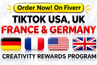 create UK, USA, france tiktok accounts with creator reward program