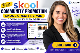 best online skool community promotion, skool credit repair, community manager