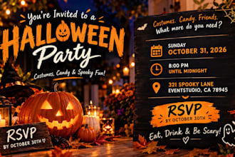 design a halloween printable party bundle, games and decorations