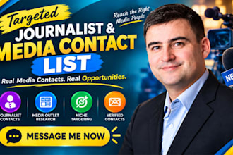 build verified journalist, TV, radio and media contacts for targeted PR outreach