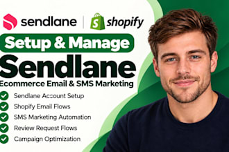 setup sendlane ecommerce email SMS sendlane shopify email flows review request