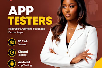 provide 12 google play testers for android app closed testing