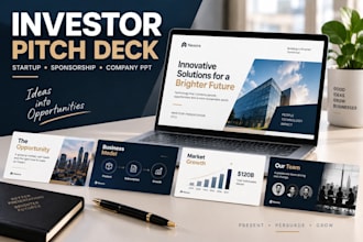 esign a winning investor pitch deck, startup sponsorship deck and company PPT