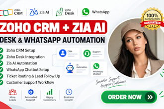 setup zoho crm zia ai zoho desk whatsapp chatbot support automation