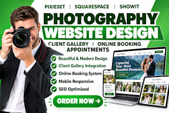 design pixieset photography website with client gallery and online booking