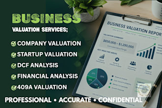 do business valuation, company valuation, startup valuation and dcf analysis