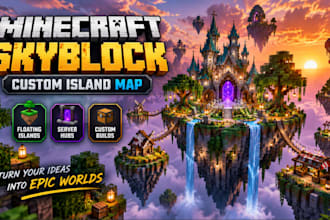build custom minecraft skyblock map hub and floating islands