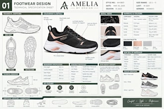 design a comfort walking shoe tech pack for factory production