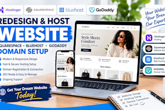 design redesign hostinger squarespace website blueshot godadddy domain setup