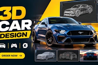 do 3d car design vehicle modeling for game and automotive rendering