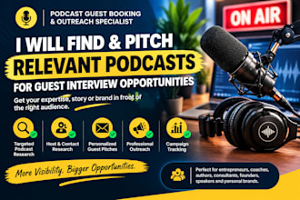 find and pitch relevant podcasts for guest interview opportunities