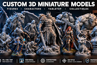 create custom 3d miniature models figures tabletop  characters and printable stl