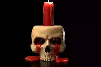 skull stl candleholder,horror halloween decor,tool organizer,gothic head 3dprint