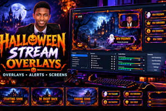 design halloween overlays, animated alerts for streaming