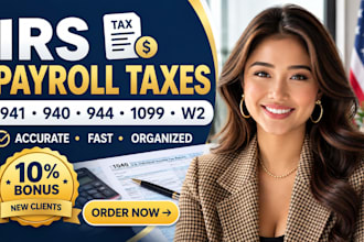 file irs payroll taxes form 941, 940, form 944, 1099nec, 1099misc, 1096, w2, w9