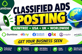 post ads on gumtree and free classified ad websites in UK USA and worldwide
