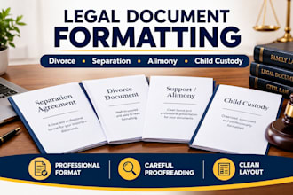draft formal divorce separation alimony  child custody documents