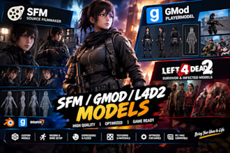 create custom sfm model, gmod playermodel and l4d2 character, mmd character