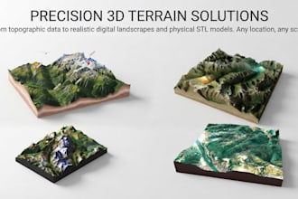 create 3d terrain model , relief map, topographic map landscape and environment