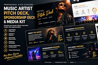 design a music artist pitch deck, sponsorship deck and media kit