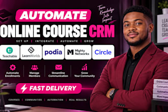 automate online course CRM teachable learnworlds podia mighty networks circle