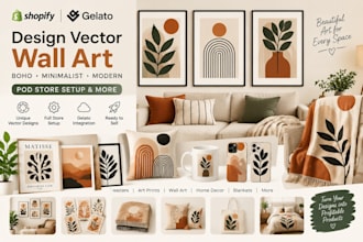 design vector wall art boho minimalist mockups fouthwall home decor pod store