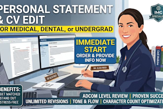 edit your medical, dental, or undergrad personal statement and CV