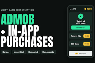 integrate admob, unity ads and in app purchases in your unity game