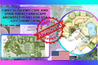 do permit civil and structural landscape architect plans for USA city submission