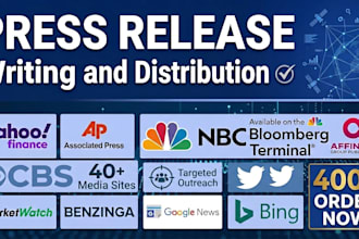 write a press release and distribution, submit release, PR distribution