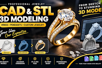 create jewelry cad design and stl 3d models for rings bespoke jewelry production