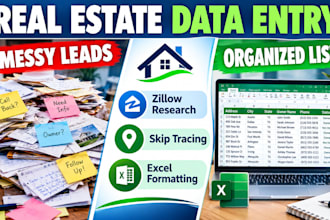 do real estate data entry, property research, and skip tracing