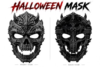 design custom 3d halloween masks, helmet, armor ready for printing and painting