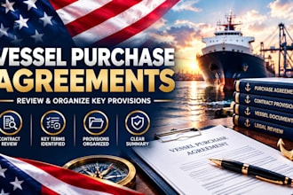 review vessel purchase agreements and organize important contract provisions