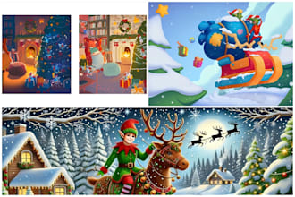 unique christmas illustration, trendy tshirt design and christmas card