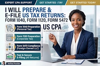 prepare and efile US personal tax return form 1040, 1120 5472