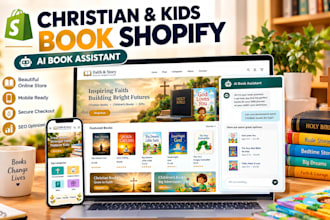 design christian and children book hopify store with ai product assistant