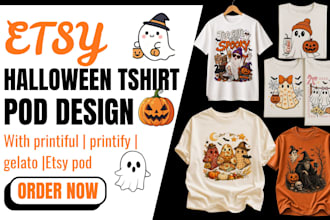 create etsy halloween pod tshirt design, spooky tshirt design for etsy pod store