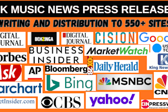 uk pr, music news PR, PR writing, publish and distribution to yahoo finance site