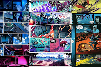 draw superhero comic book, comic page, and graphic novel art
