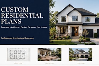 do custom residential plans basement conversion room addition deck carport plans