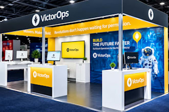 design modern trade show booth, exhibition stand, backdrop and booth graphics
