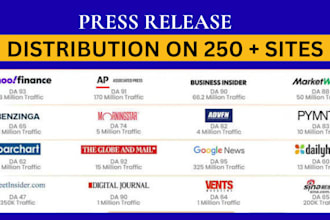 do PR submission, media distribution, press release writing and public relations