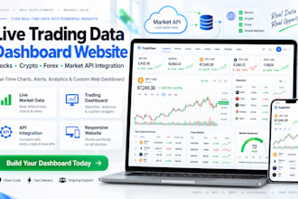 build live trading data dashboard website with stock crypto forex market api