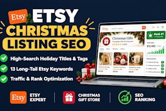 setup etsy store christmas seo listing optimization etsy promotion shop audit