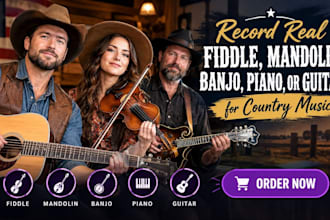 record real fiddle, mandolin, banjo, piano, or guitar for country music